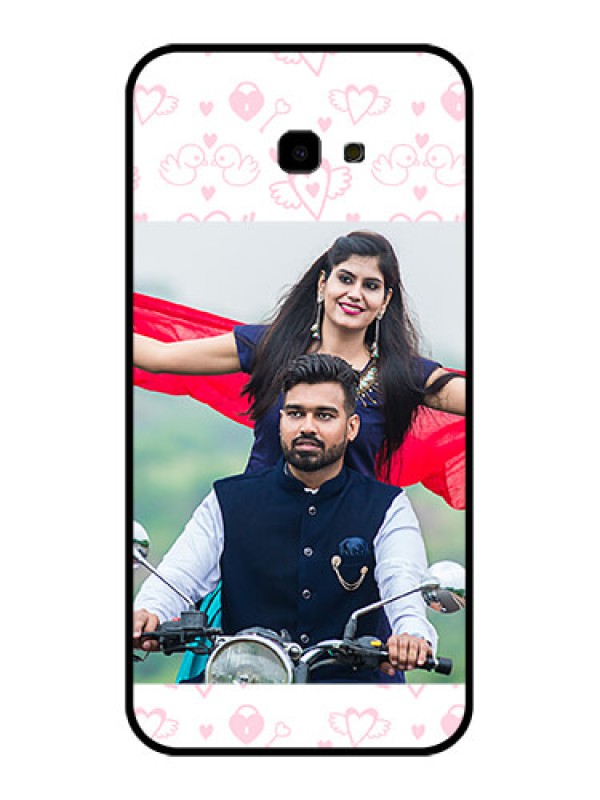 Custom Samsung Galaxy J4 Plus Custom Glass Phone Case - Pink Flying Heart Design