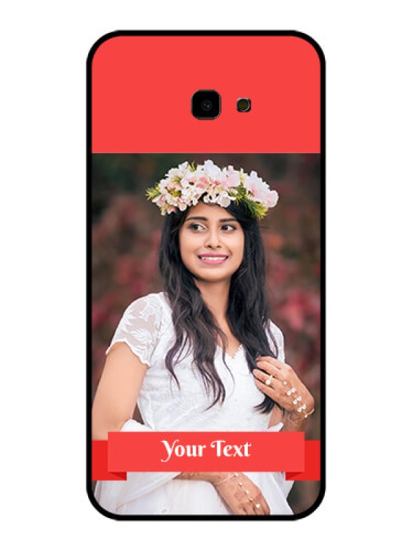 Custom Samsung Galaxy J4 Plus Custom Glass Phone Case - Simple Red Color Design