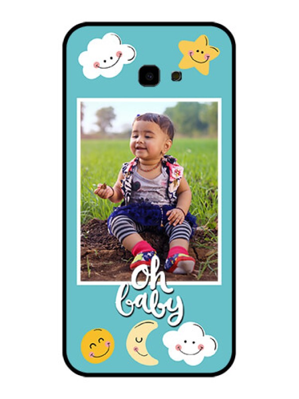 Custom Samsung Galaxy J4 Plus Custom Glass Phone Case - Smiley Kids Stars Design