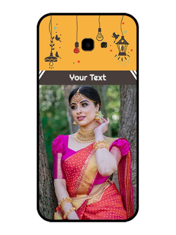 Custom Samsung Galaxy J4 Plus Custom Glass Phone Case - With Family Picture And Icons