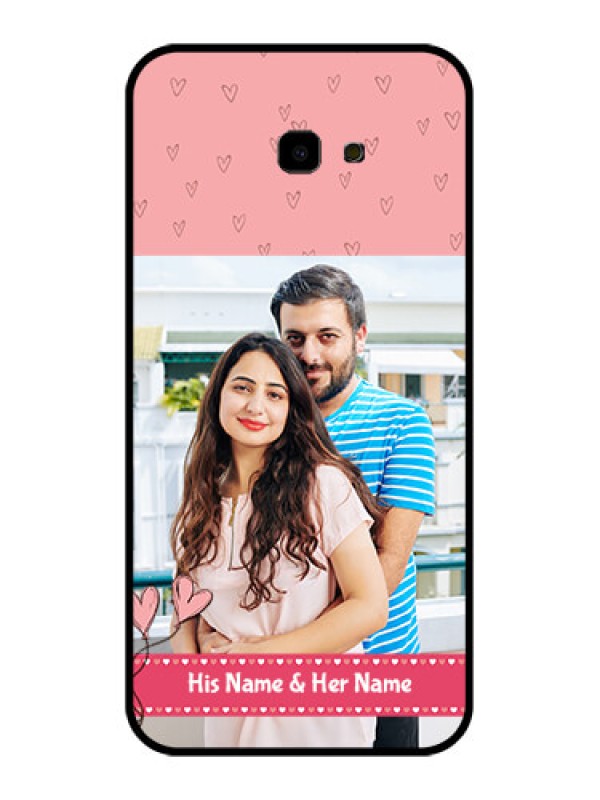 Custom Samsung Galaxy J4 Plus Custom Glass Phone Case - Love Design Peach Color