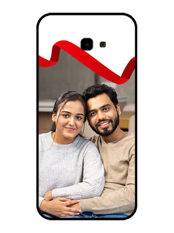 Custom Samsung Galaxy J4 Plus Custom Glass Phone Case - Red Ribbon Frame Design