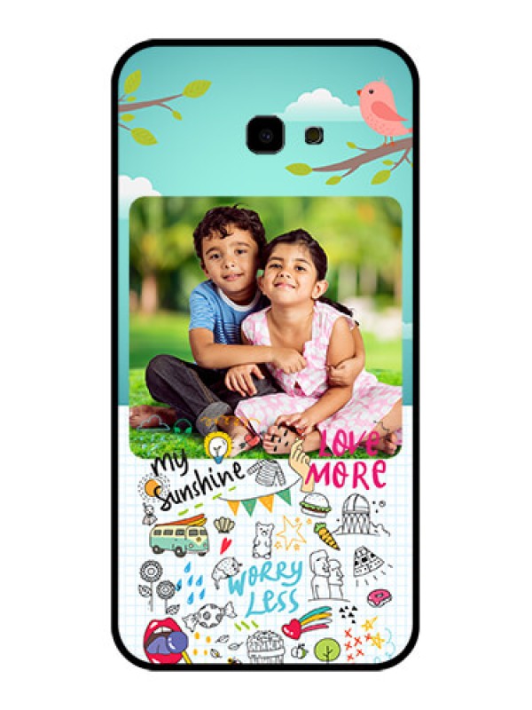 Custom Samsung Galaxy J4 Plus Custom Glass Phone Case - Doodle Love Design