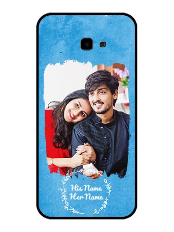 Custom Galaxy J4 Plus Custom Glass Phone Case - Blue Color Vintage Design