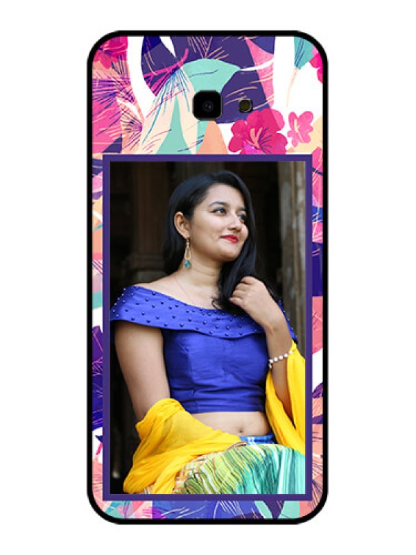 Custom Samsung Galaxy J4 Plus Custom Glass Phone Case - Abstract Floral Design