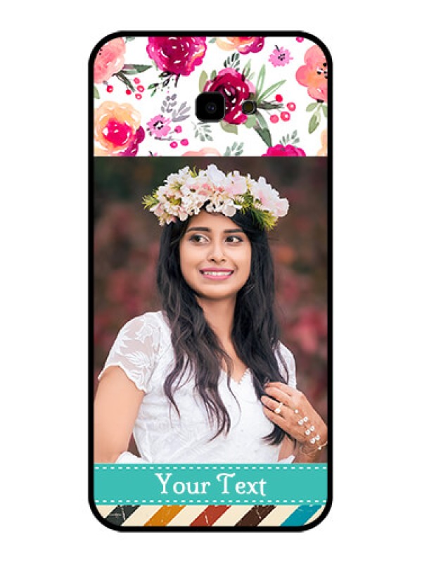 Custom Samsung Galaxy J4 Plus Custom Glass Phone Case - Water Colors Floral Design