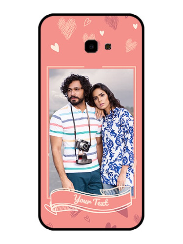 Custom Samsung Galaxy J4 Plus Custom Glass Phone Case - Love Doodle Art Design