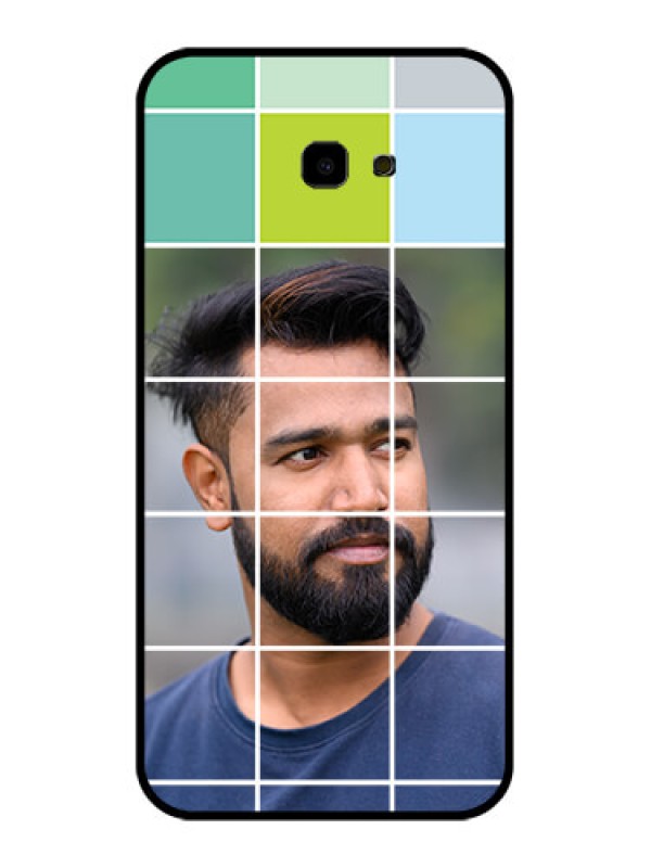 Custom Samsung Galaxy J4 Plus Custom Glass Phone Case - With White Box Pattern