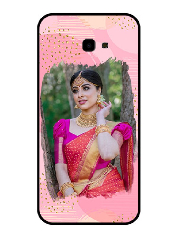Custom Samsung Galaxy J4 Plus Custom Glass Phone Case - Gold Glitter Splash Design