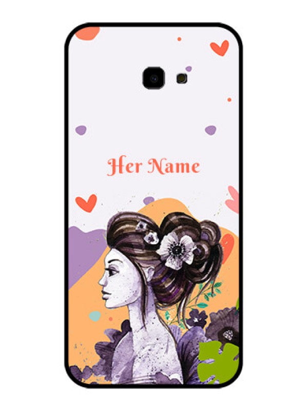 Custom Samsung Galaxy J4 Plus Custom Glass Phone Case - Woman And Nature Design