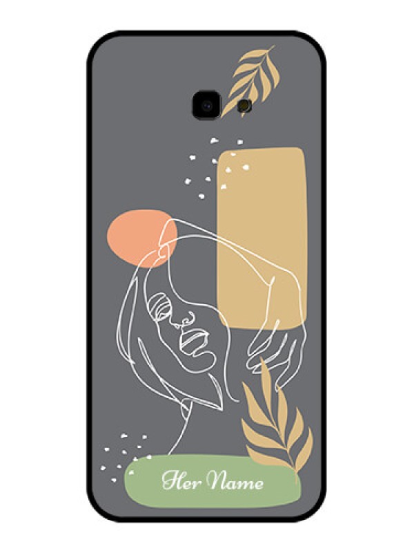 Custom Samsung Galaxy J4 Plus Custom Glass Phone Case - Gazing Woman Line Art Design