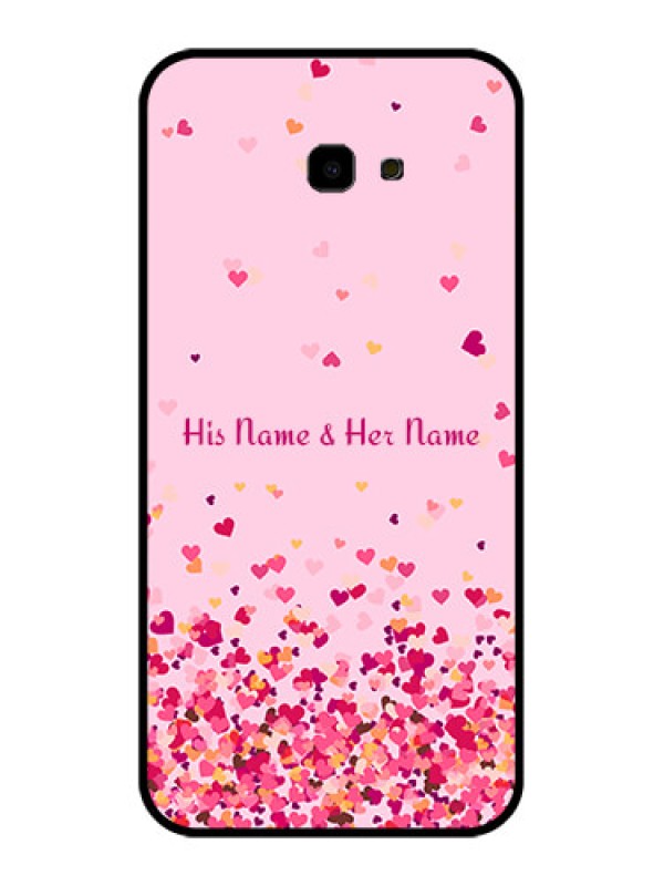 Custom Samsung Galaxy J4 Plus Custom Glass Phone Case - Floating Hearts Design
