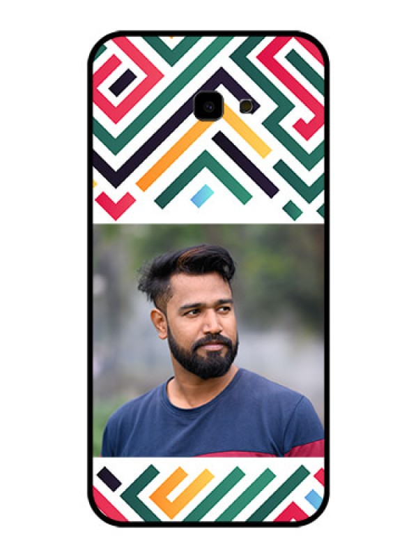 Custom Samsung Galaxy J4 Plus Custom Glass Phone Case - Colorful Maze Pattern Design