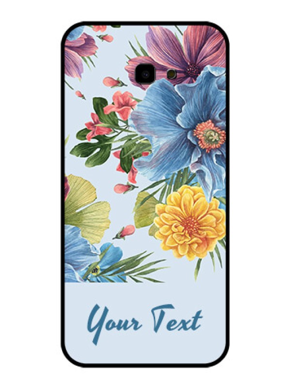 Custom Samsung Galaxy J4 Plus Custom Glass Phone Case - Stunning Watercolored Flowers Painting Design