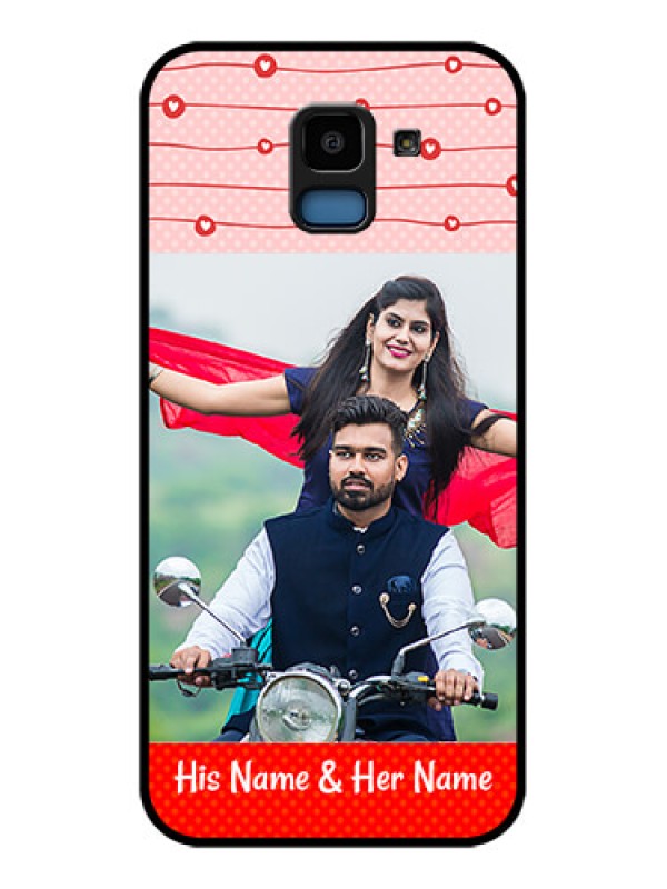 Custom Samsung Galaxy J6 Custom Glass Phone Case - Red Pattern Case Design