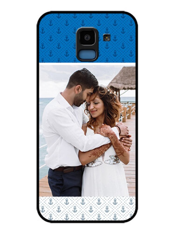 Custom Samsung Galaxy J6 Custom Glass Phone Case - Blue Anchors Design