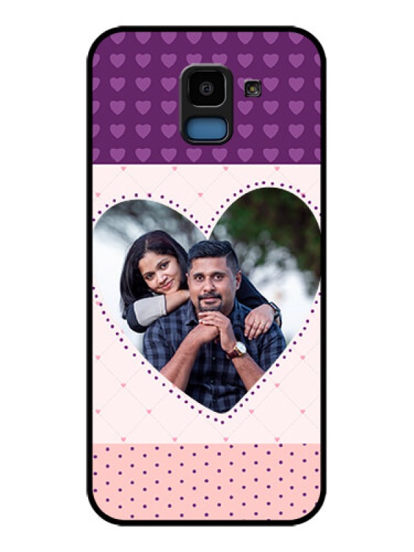 Custom Samsung Galaxy J6 Custom Glass Phone Case - Violet Love Dots Design