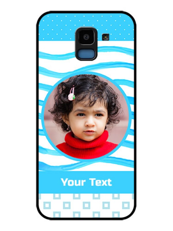 Custom Samsung Galaxy J6 Custom Glass Phone Case - Simple Blue Case Design