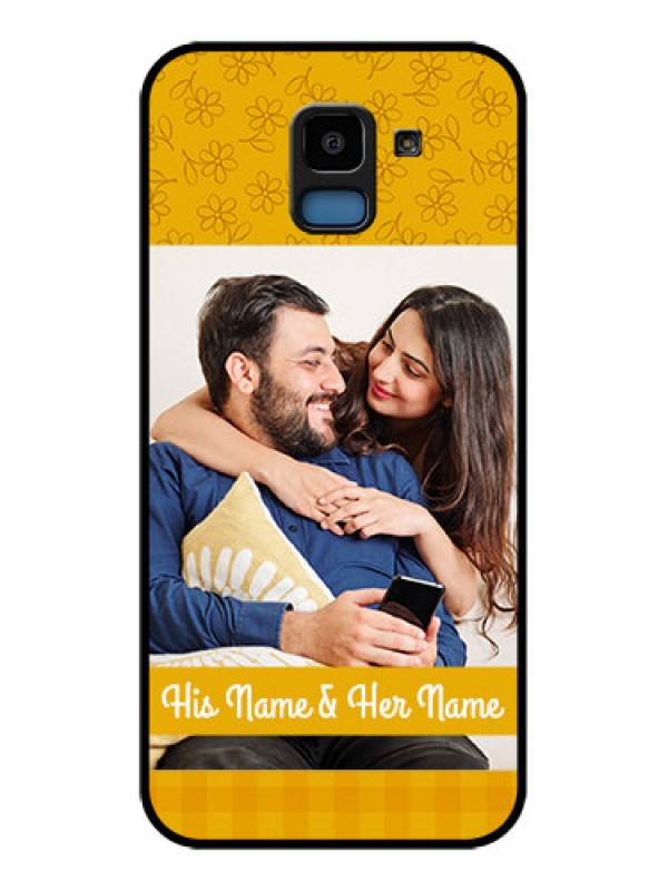 Custom Samsung Galaxy J6 Custom Glass Phone Case - Yellow Floral Design