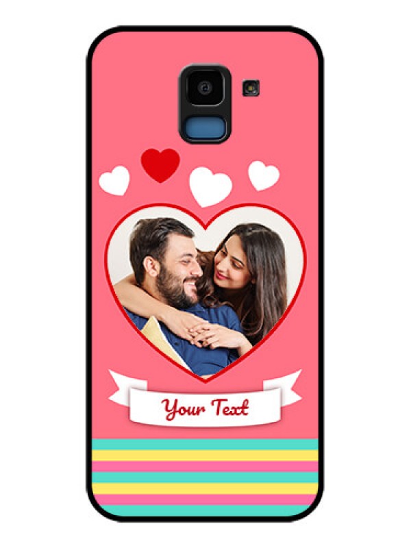Custom Samsung Galaxy J6 Custom Glass Phone Case - Love Shapes Doodle Design