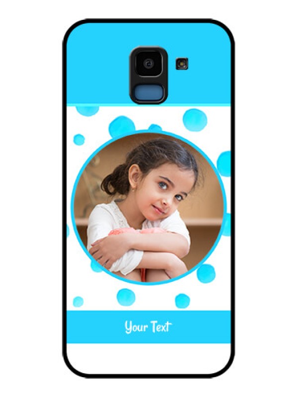 Custom Samsung Galaxy J6 Custom Glass Phone Case - Blue Bubbles Pattern Design