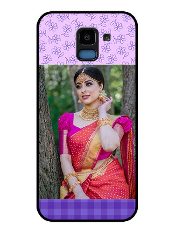 Custom Samsung Galaxy J6 Custom Glass Phone Case - Purple Floral Design