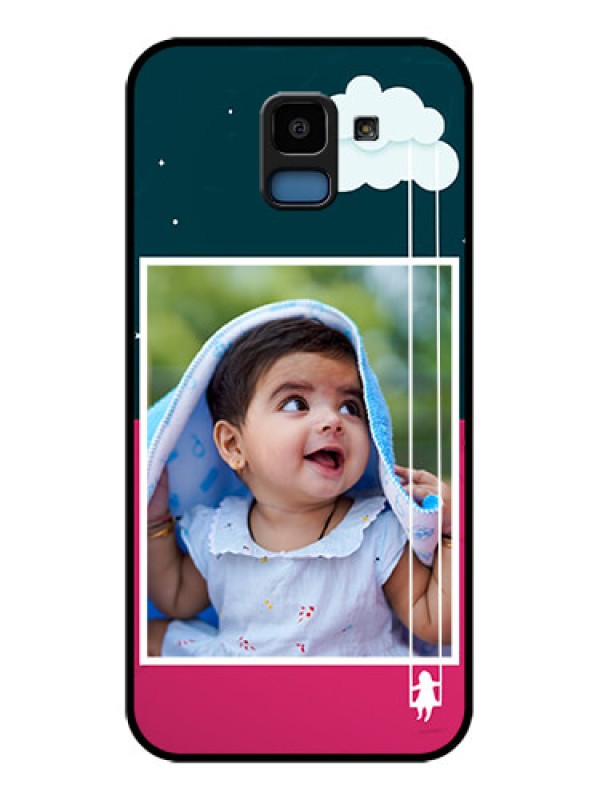 Custom Samsung Galaxy J6 Custom Glass Phone Case - Cute Girl With Cloud Design