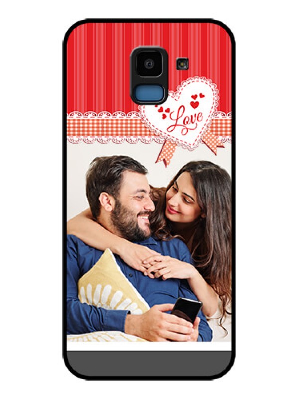 Custom Samsung Galaxy J6 Custom Glass Phone Case - Red Love Pattern Design