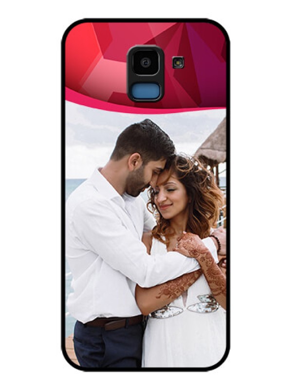 Custom Samsung Galaxy J6 Custom Glass Phone Case - Red Abstract Design