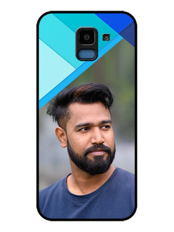 Custom Samsung Galaxy J6 Custom Glass Phone Case - Blue Pattern Design