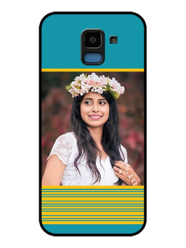 Custom Samsung Galaxy J6 Custom Glass Phone Case - Yellow & Blue Design