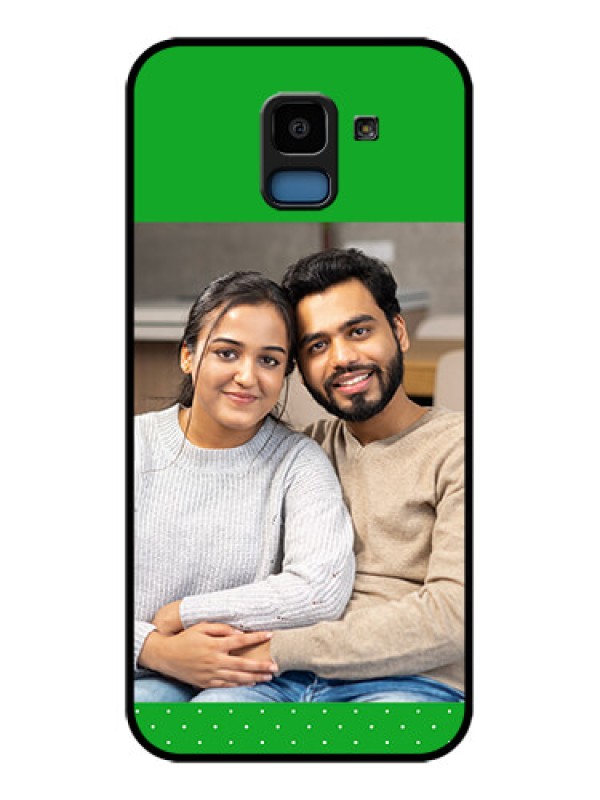 Custom Samsung Galaxy J6 Custom Glass Phone Case - Green Pattern Design