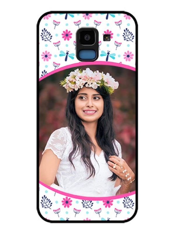 Custom Samsung Galaxy J6 Custom Glass Phone Case - Colorful Flower Design