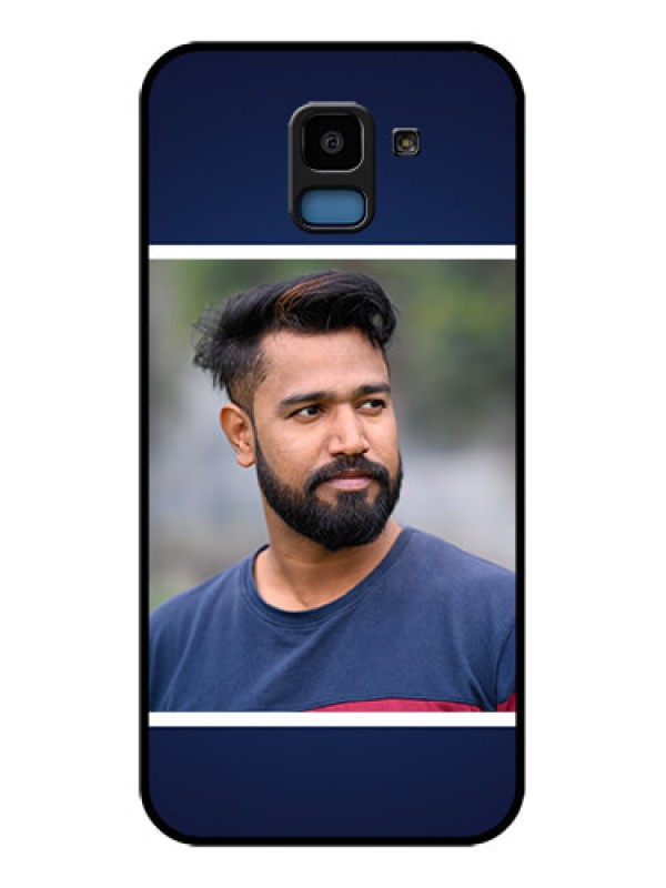 Custom Samsung Galaxy J6 Custom Glass Phone Case - Simple Royal Blue Design