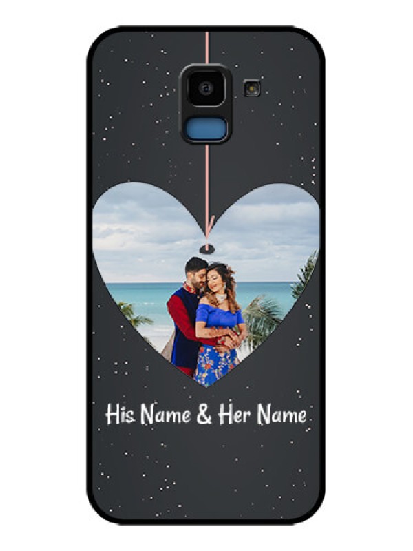 Custom Samsung Galaxy J6 Custom Glass Phone Case - Hanging Heart Design