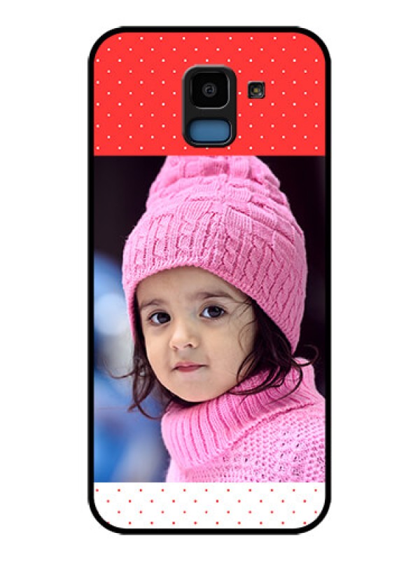 Custom Samsung Galaxy J6 Custom Glass Phone Case - Red Pattern Design