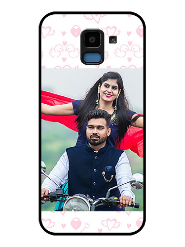 Custom Samsung Galaxy J6 Custom Glass Phone Case - Pink Flying Heart Design