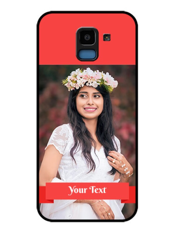 Custom Samsung Galaxy J6 Custom Glass Phone Case - Simple Red Color Design