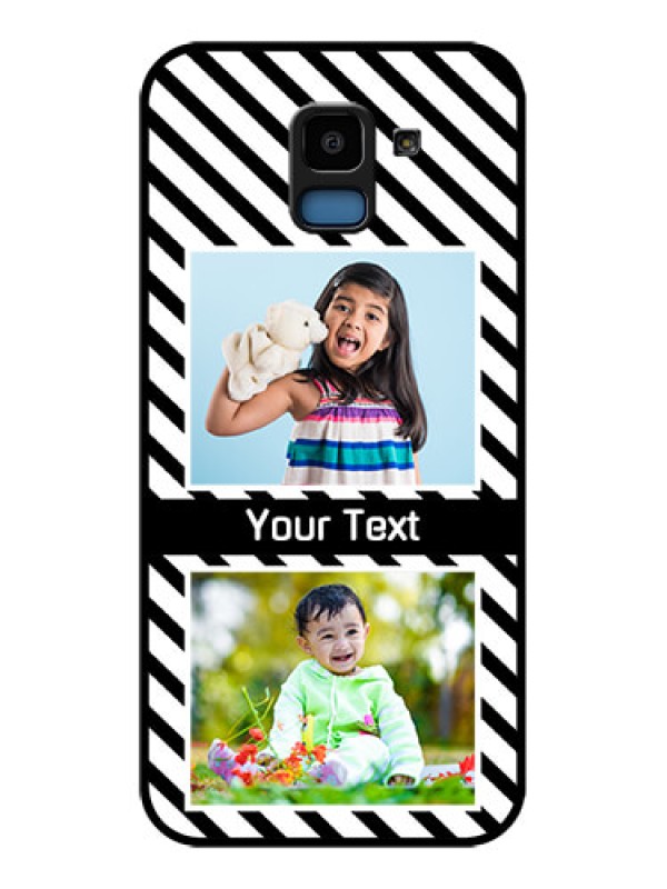 Custom Samsung Galaxy J6 Custom Glass Phone Case - Black And White Stripes Design