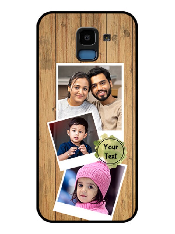 Custom Samsung Galaxy J6 Custom Glass Phone Case - Wooden Texture Design