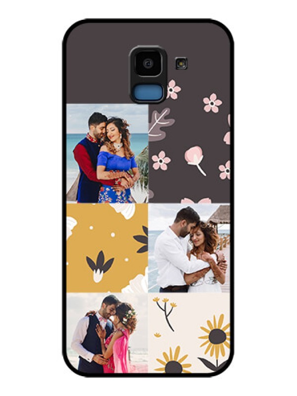 Custom Samsung Galaxy J6 Custom Glass Phone Case - 3 Images With Floral Design