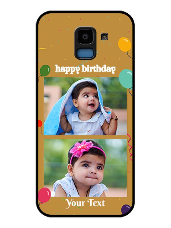 Custom Samsung Galaxy J6 Custom Glass Phone Case - Image Holder With Birthday Celebrations Design
