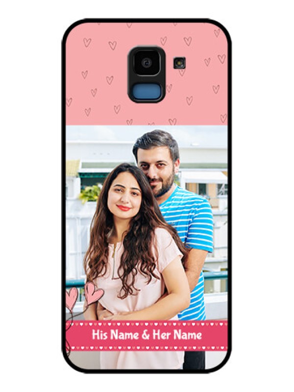 Custom Samsung Galaxy J6 Custom Glass Phone Case - Love Design Peach Color