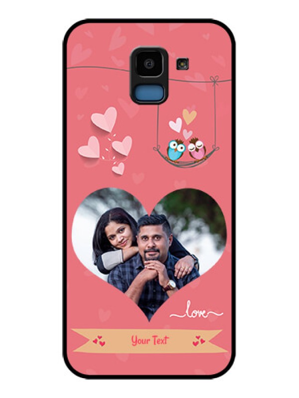 Custom Samsung Galaxy J6 Custom Glass Phone Case - Peach Color Love Design