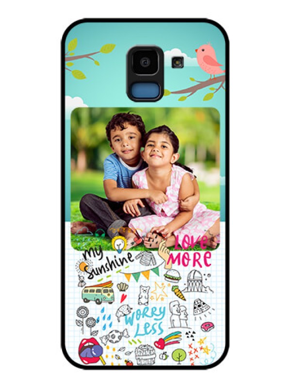 Custom Samsung Galaxy J6 Custom Glass Phone Case - Doodle Love Design
