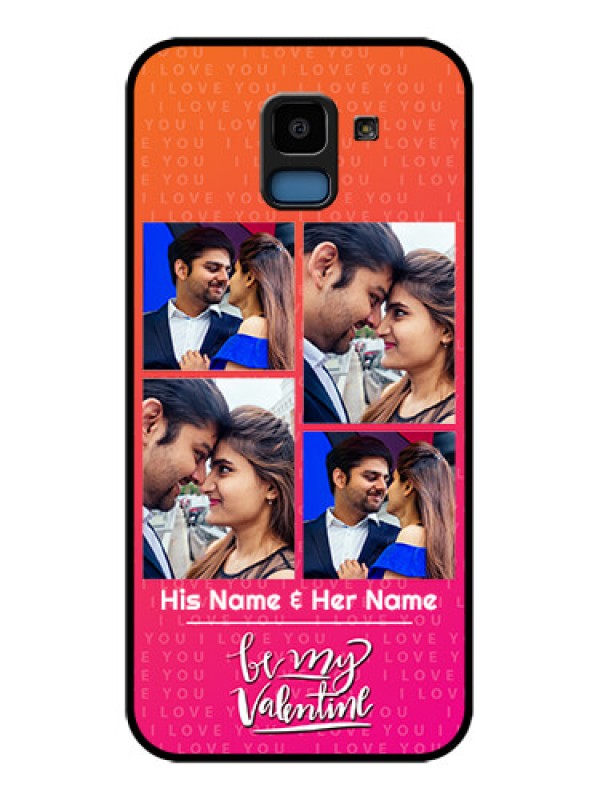 Custom Samsung Galaxy J6 Custom Glass Phone Case - I Love You Pink Design