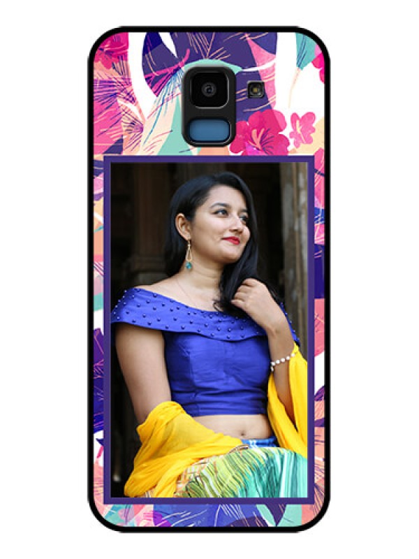 Custom Samsung Galaxy J6 Custom Glass Phone Case - Abstract Floral Design