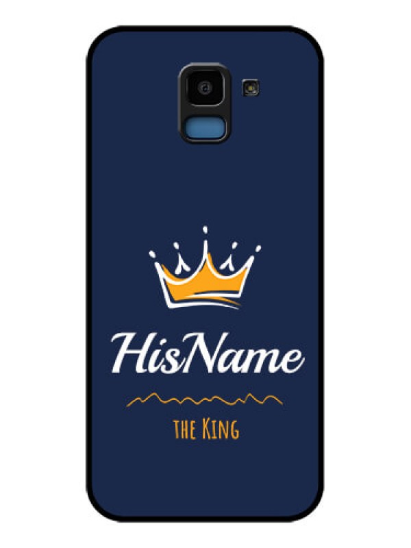 Custom Samsung Galaxy J6 Custom Glass Phone Case - King With Name Design