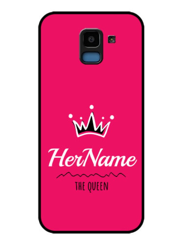 Custom Samsung Galaxy J6 Custom Glass Phone Case - Queen With Name Design