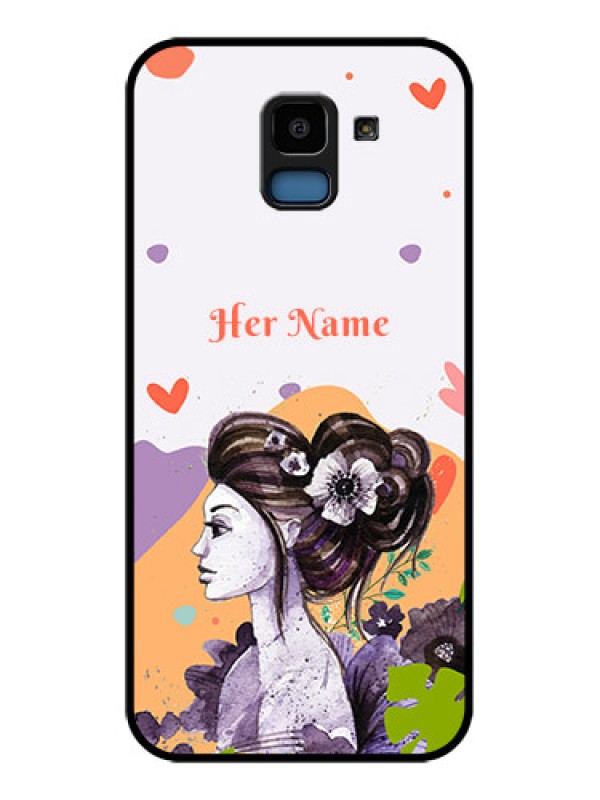 Custom Samsung Galaxy J6 Custom Glass Phone Case - Woman And Nature Design